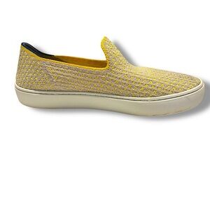 Rothys Sunshine Yellow Honeycomb Original Slip On Sneaker Retired Blue Halo 7.5